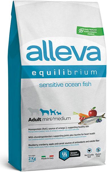 Сухой корм Alleva Sensitive Adult Mini/Medium для собак мелких и средних пород (Океаническая Рыба)